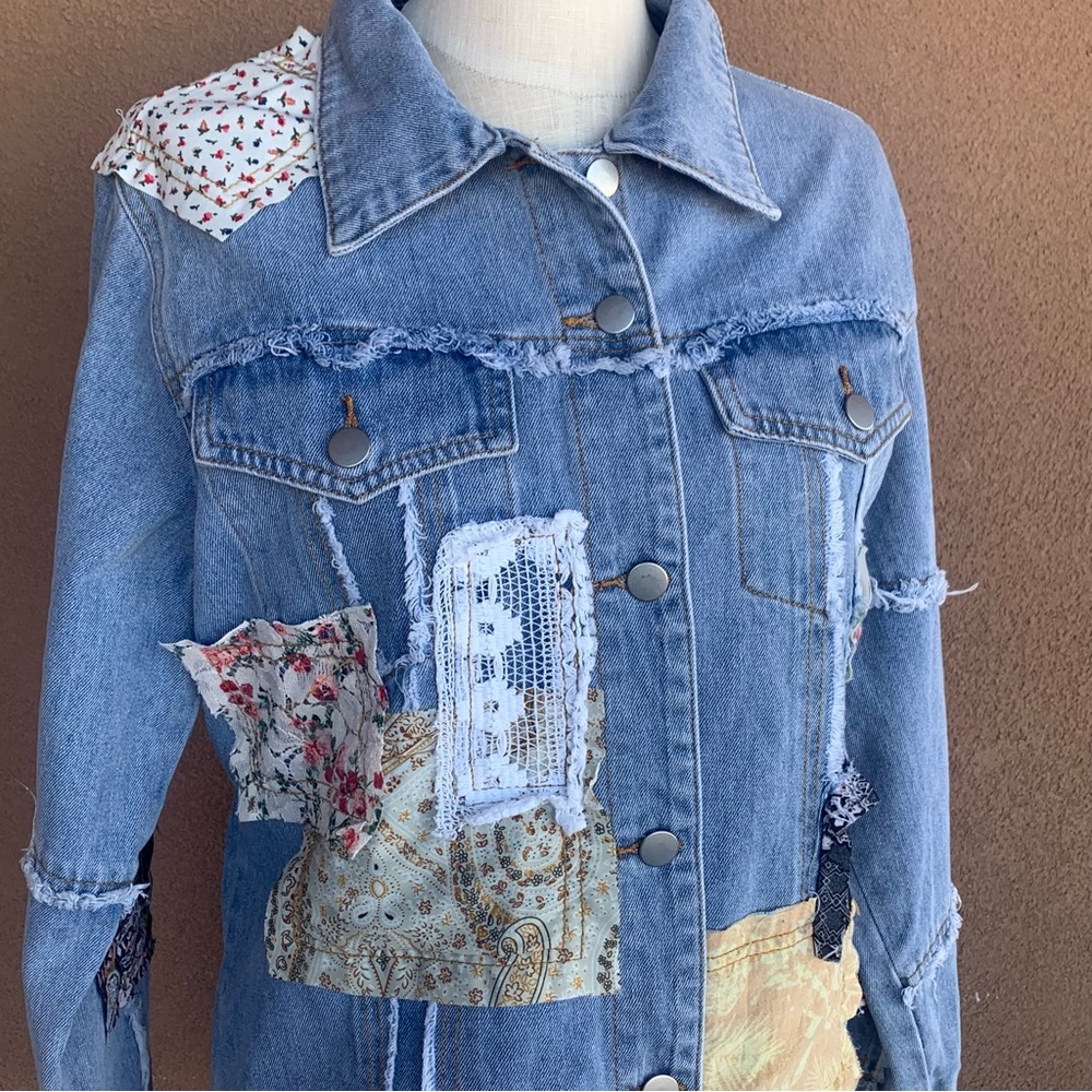 Pol Oversized Patchwork Jean Jacket - image 2